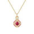 Design Colorful CZ Stone Gold Plated Silver Pendant Necklace